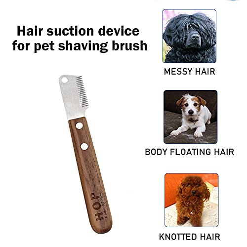 SoeHong Hond professionele strippen kam, roestvrij stalen hondenkam met houten handvat, huisdier verzorging borstel - Image 7
