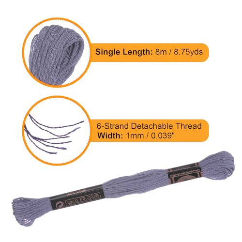 Image of HARFINGTON 12 Skeins Embroidery Floss 8.75yds(8m) Egyptian Long-Staple Cotton Cross Stitch Thread for Sewing DIY Bracelet Yarn String and Crafts, Lavender Purple(6028)