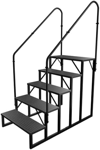 Aysiofdy RV Stairs 5 Step Ladder, RV Steps Anti-Slip, Hot Tub Steps with Handrail, 660 lbs RV Ladder for 5th Wheel RV, Mobile Home Stairs（2 Handrails