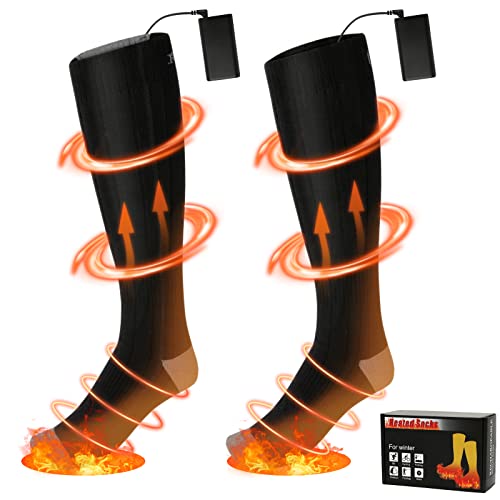 Weinsamkeit Calcetines Calefactables, 4000mAh Calcetines Eléctricos con 3 Ajustes de Calefacción Calentadores de Pies Batería Recargable Calcetines para Mujere Hombre Esquiar Moto Ciclismo Bicicleta