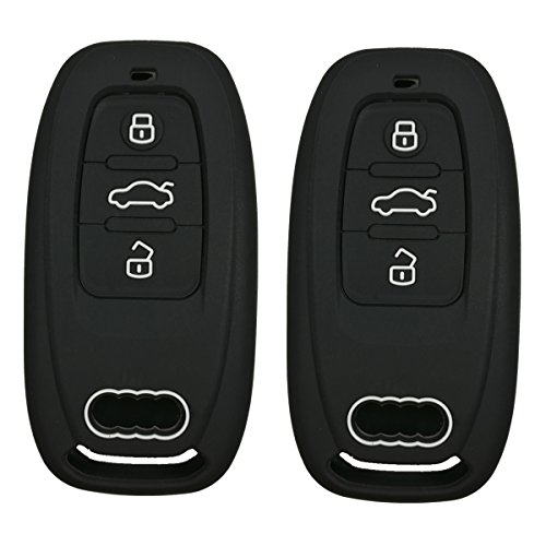 2Pcs Coolbestda Rubber 3 Buttons Smart Key Fob Remote Cover Case Protector Keyless Jacket for Audi A1 A3 A4 A5 A6 A7 A8 Q5 Q7 R8 S5 S7 Q5 RS (Insert Key to Ignition NOT FIT)