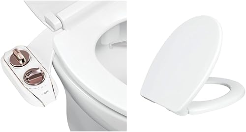 LUXE Bidet NEO 185 Plus - Accesorio para asiento de inodoro de bidé de próxima generación (oro rosa) y asiento de inodoro Luxe TS1008R redondo de