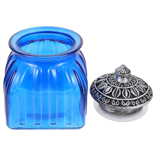 NUOBESTY Bote de Almacenamiento de Vidrio Sellado Tapa de Resina Azul, Tarro Multiusos para Alimentos, Café y Cereal, Contenedor Hermético para Cocina y Hogar