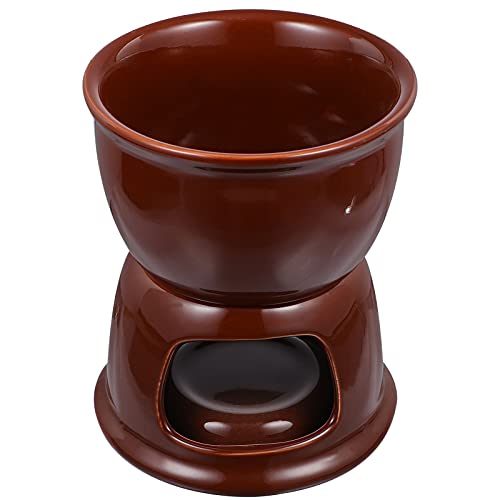 Yarnow 1 Set Ceramic Fondue Pot With Tealight Candle Melting Stove Cheese Fondue Melting Pot Chocolate Butter Warmer Hot Pot For Cheese Chocolate #TOP27