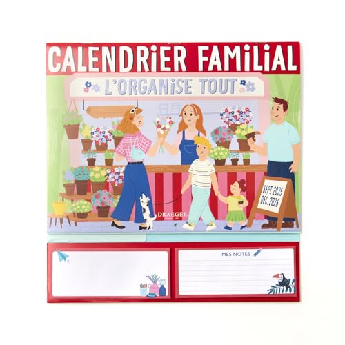 DRAEGER PARIS 1886 - Väggmonterad familjeorganisatör 28 x 28 cm - 2026-18 månadsblad - FSC-papper - familjeplanering