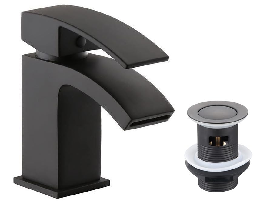 Mini robinet mitigeur monocommande noir mat pour lavabo de salle de bain moderne