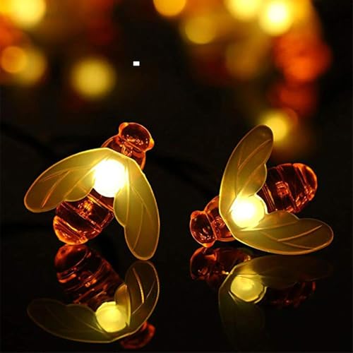 Image of AERYS Solar String Lights Outdoor 21 Ft 30 LED Solar Bee String Lights with 8 Lighting Modes Bumble Bee Lights for Garden Yard Lawn Patio Party Grass Decor (Warm White)