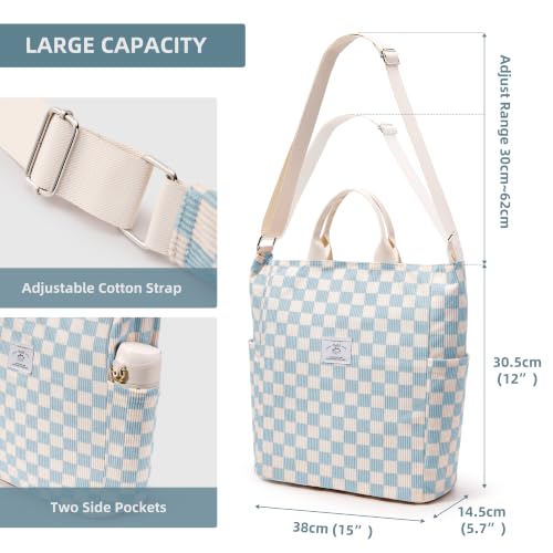 Image of KALIDI Corduroy Tote Bag, Large Slouchy Hobo Messenger Crossbody Bag
