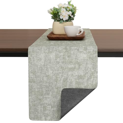 Chitomars Table Runners 55 Inch Long, Dual-Sided Faux Leather Table Runner