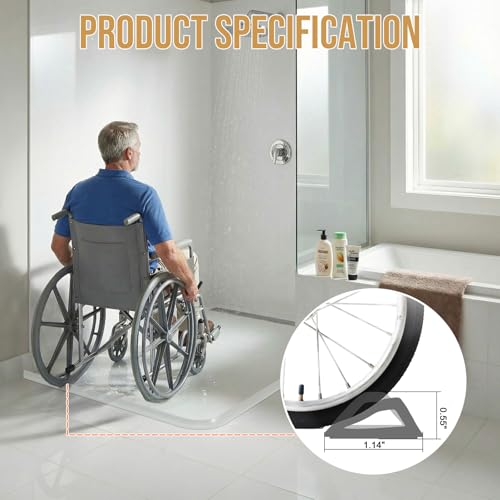 Symyda Schwallschutzleiste Dusche & Duschdichtung - Selbstklebend mit Haftvermittler - Hohl Dreieck Design als Wasserdamm und Barrierefreie Schwelle für Walk-in Dusche, Badezimmer, Einfach Montieren