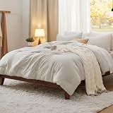 Bedsure Queen Comforter Set Prewashed Soft Bedding Set 3Pcs Beige 90'x90'