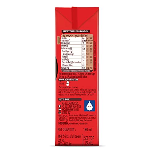 Image of Nescafe Ready To Drink, Coffee Flavoured Milk Tetrapack Intense Cafe, Cappucino - 180ml, (Tetra Pack) (Pack of 3)