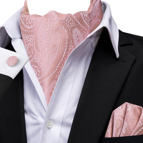 Image of Dubulle Paisley Floral Ascot for Men Self Tie Mens Cravat and Pocket Square Cufflinks Wedding