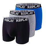 Replay Boxer Style 01/C Basic Cuff Logo 3pcs Box N175 Black/Grey/Melange/Turqoise S