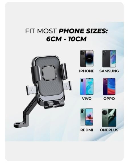 Image of Bike Phone Holder for Handlebar, One-Touch Lock Mobile Mount, 360 Rotatable Motorcycle Phone Holder, Shockproof Anti-Slip Clamp for 4-6.9 Inch Smartphones, Bicycle & Scooter (BS-02)