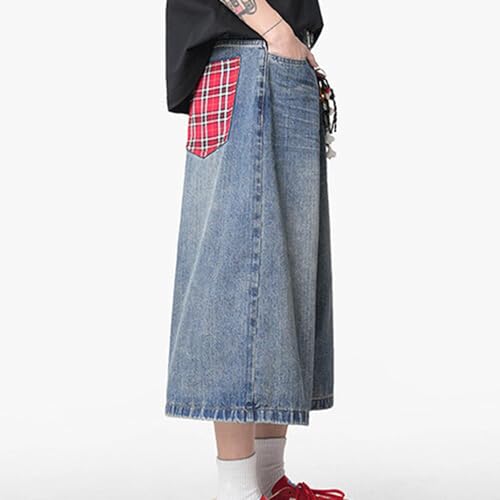 Men's Classic Washed Cropped Denim Pants, Button Waist Loose Wide Leg Casual Pants Going Out Fashion Trousers with Pockets4