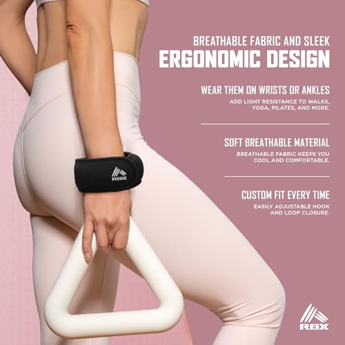 Image of RBX Wrist & Ankle Weights Set (2LB Pair /1LB Each), Adjustable Comfort Fit for Training & Toning