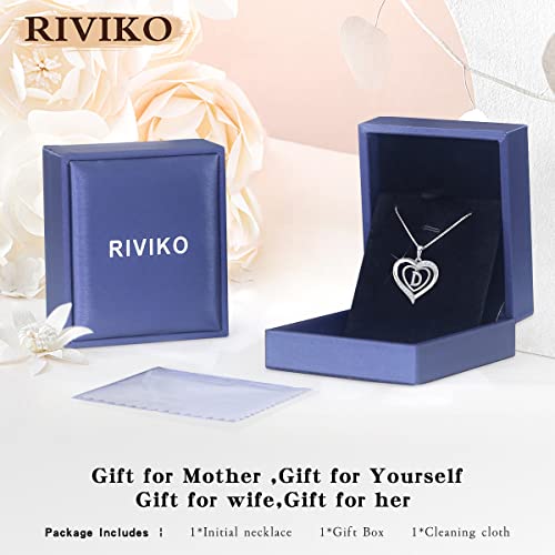 Riviko Heart Initial Necklace For Women, 925 Sterling Silver Dainty D Letter Pendant Necklaces, Personalized Initial Charm Alphabet Jewelry Valentines Christmas Anniversary Mother's Day Birthday Gifts For Women Girls Her Mom Wife #TOP5
