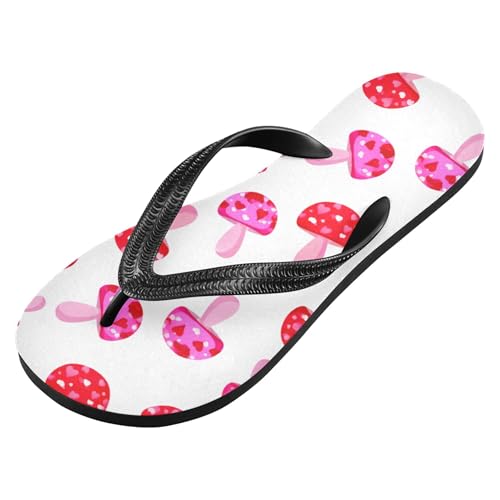 Burbuja Pink Red Mushrooms Flip Flops for Women Men, Soft Thong Sandals Rubber Slippers for Pool Beach Essentials2
