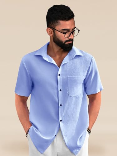 Image of Tee Projekt Solid Shirt for Men's ||Pop corn Shirt|| Solid Shirt for Men's|| Casual Shirt for Men||Half Sleeve Spread Collar Shirt for Men