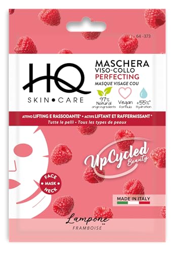 HQ – Masque Tissu Liftant Visage Cou – Lot 2 – 97% Ingrédients Origine Naturelle – Sérum Framboise Karité – Masque Confortable Et Facile À Appliquer – Formule Végane - Routine Skincare Femme Fille
