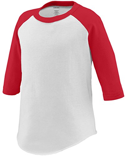 Augusta Sportswear Baseball Jersey, White/Red, 3 Tall