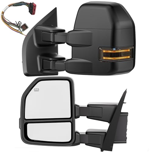 Power Heated Tow Mirrors Compatible with 20152020 Ford F-150 Trailer Towing Side Mirrors w/Turn Signal Spot Auxiliary Light Puddle Light 22 to 8 Pin Adapter Included Can fit Different Interfaces