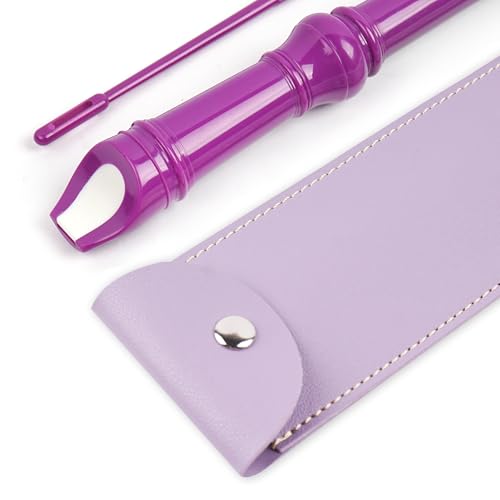 Mtzmy Blockflöte für Kinder Anfänger Sopran Deutsche Griffweise, 8-Loch Flöte für Erwachsene, Recorder mit Etui,Reinigungsstift und Bedienungsanleitung(2-Lila2)