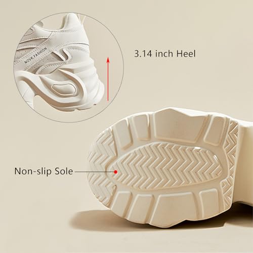 Women's Chunky Platform Walking Dad Shoes Lace Up Wedge Low Top Height Increasing Shoes Fashion Comfortable Casual Sneakers4