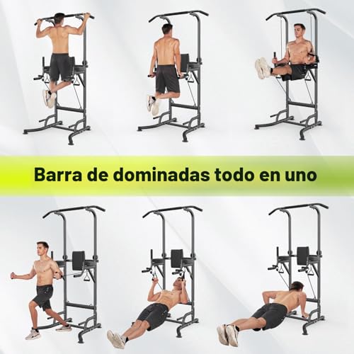 Miniatura 6 de Botifly Power Tower Barra De Dominadas Altura Y Respaldo Regulable De 159 233 Cm Independiente Multifuncional Estación De Fondos Pull Up Bar Maquina Dominadas En Casa Exterior