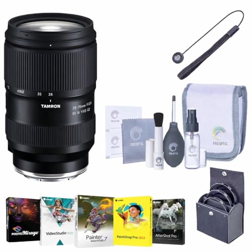 Tamron 28-75mm f/2.8 Di III VXD G2 Lens for Sony E Mount Full Frame, Bundle with UV, CPL, ND2 Filter Filter Kit, Cap Tether, Complete Cleaning Kit, Software Kit, Tamron 6 Year Warranty