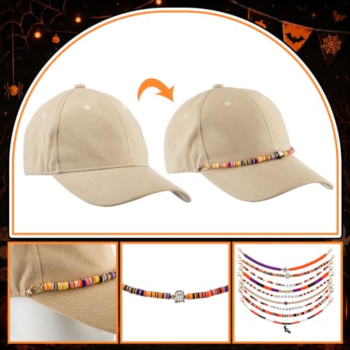 Image of Geyoga 9 Pcs Halloween Trucker Hat Chains Bat Ghost Spooky Trucker Hat Charms Women Man Bill Decoration Detachable DIY Metal Chain for Mesh Baseball Cap
