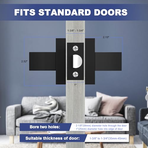 Razcc ZN8101 BLPS-5 Passage Door Lever, 5 Pack Matte Black Interior Door Handles thumb #3