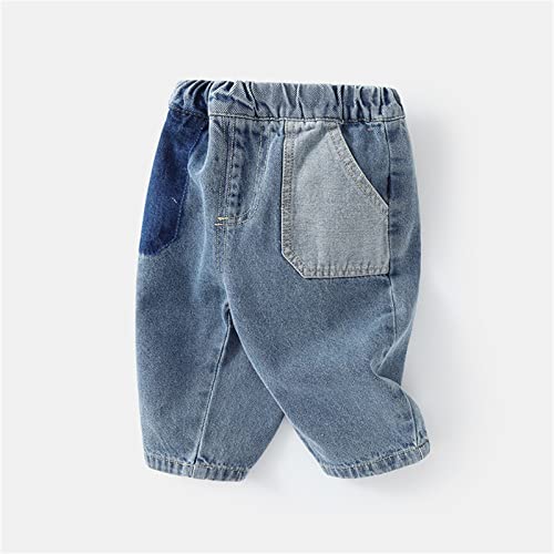 RNTOP Baby Toddler Boy's Patchwork Jeans Pants Kids Elastic Waist Trousers Outfits Casual Jeans Pants Summer Fall Clothes Blue