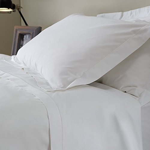 Sábanas bajeras de algodón egipcio de 600 hilos, sábanas bajeras estándar y profundas, sábanas planas, Blanco, Single - Flat Sheet (180 x 275cm)