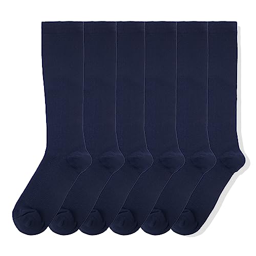 Jsimmotd Compression Socks for Women & Men, Black/White/Nude, Nurse Running Travel (3 Pairs)(Ming blue8-11)