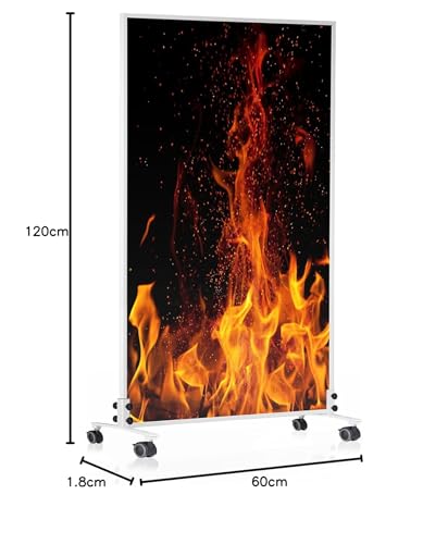 K&ouml;nighaus Bild Infrarotheizung Standger&auml;t - 1200 Watt - Energiesparend = w&auml;rmt innerhalb von 2 Minuten - mit Standf&uuml;&szlig;en & Thermostat - mobile Standheizung - Echter Hingucker mit Motiv: Lagerfeuer
