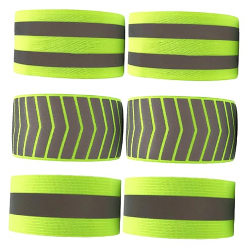 Abaodam 6Pcs Reflective Fluorescent Wristbands for Night Activities Arm Bands for Running Hiking and Outdoor Adventures Green