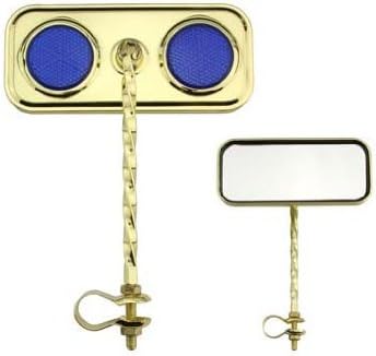 Rectangle Twisted Mirror Gold/Blue Reflectors. Bike mirror, bicycle mirror for lowrider, beach cruiser, chopper, limo, stretch bike, bmx, track, fixie, mountain bikes