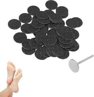 100pcs Foot File Sandpaper Discs with 1 Metal Shaft Sand Pad Replaceable Pedicure Sand Disc Bit (120 Grit)