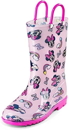 Disney Minnie Mouse Girls Pink PVC Rainboots - Easy-On Handle - Size 10 Toddler
