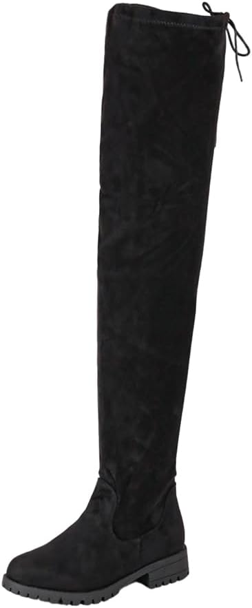 Women's Over The Knee Thigh High Chunky Heel Boots Suede Long Stretch Sexy Fall Boots Side Zipper Knee Boots