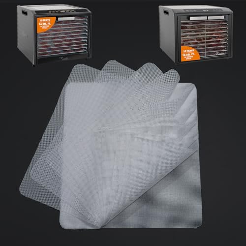Image of Silicone Dehydrator sheet for Excalibur 6&10-Trays: 15 inchx15 inch 10-pk BPA-Free | Non-stick Dehydrator Tray Liners Help Stop Dried Food From Sticking, Lift Food Intact, and Cut Cleanup Time - Dishwasher Safe