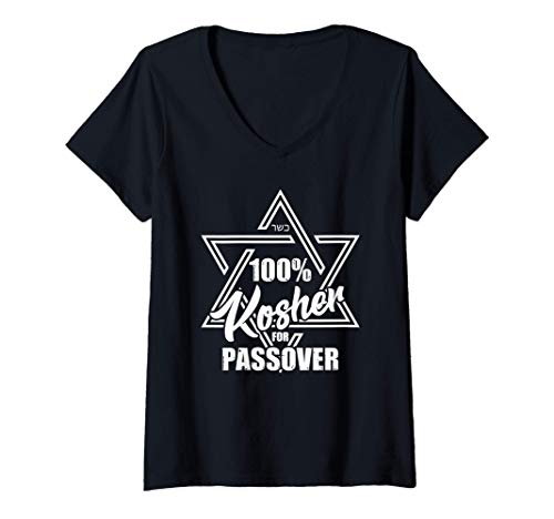Nourriture juive drôle d'InGENIUS - Femme Nourriture hébraïque de Pessa'h de la Pâque casher T-Shirt avec Col en V