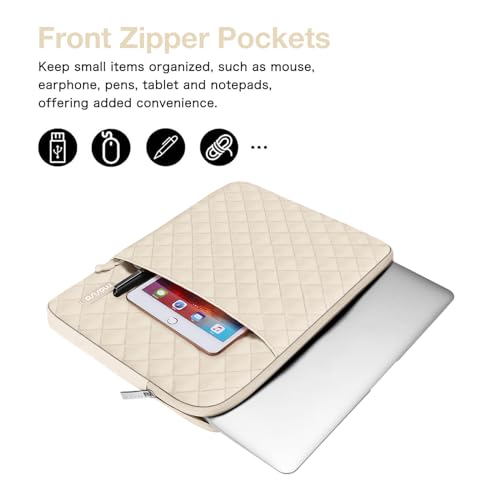 MOSISO Laptop Case 15 inch, 15 inch Laptop Sleeve Compatible with MacBook Air M4 M3 M2 2025 2024 2023, Dell XPS Plus, Square Quilted Vertical Computer Bag with Pocket&Small Case, Sand by MOSISO - Image 2