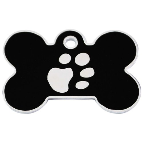 iMARC Adressanhänger mit Gravur - Knochen groß - mit Pfote - Schwarz/Silber Cover