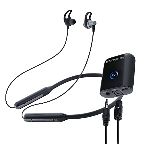 Monster Wireless Headset With Neckband, Stream Tv/Gaming Audio Without Issue, Isolates Noise, Powered By Wall Adapter, Easy Diy Installation, 3 Different Ear Cushions Included #TOP3