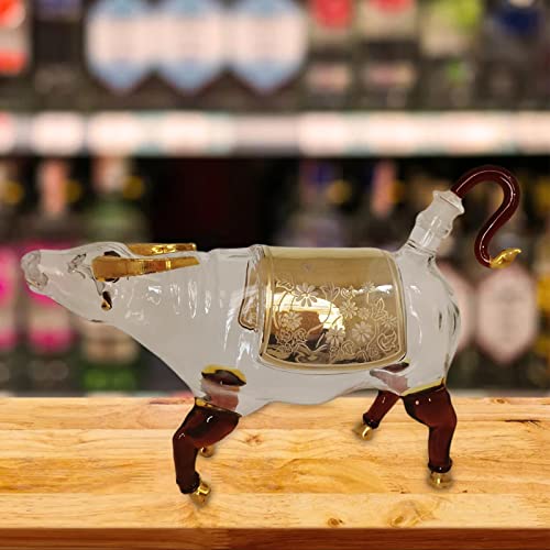 MYCENSE Decantador exclusivo em forma de gado 1000 ml dispensador de cristal requintado para pai, ou