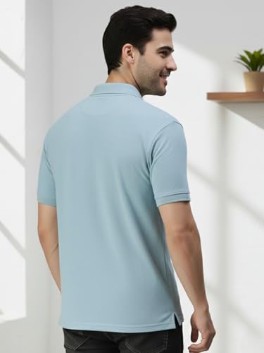 Image of Lux Cozi Men's T-Shirt with Chest Pocket | Polo T-Shirt for Man | Plain Casual Stylish | Half Sleeve| Cotton Blend Collar Polo T-Shirts for Men
