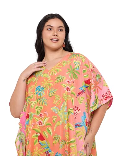 Image of Oussum Short Caftans for Women Plus Size Kaftan Tunic Tops Polyester Summer Beach Clothing Mini Cover Ups Dress for Ladies